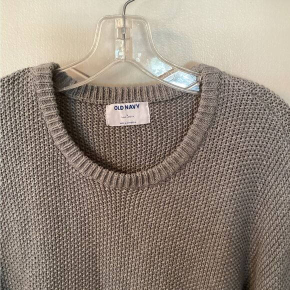 OLD NAVY SIZE LARGE MED HEATHER GREY TEXTURED TUNIC SWEATER - Picture 4 of 6